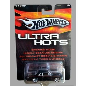 2006 Hot Wheels Ultra Hots '65 PONTIAC GTO  Metallic BLACK Real Riders 1:64 MOC